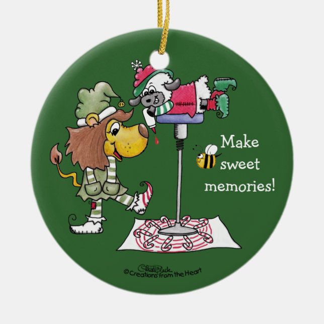 Adorno De Cerámica Fabricantes de caña de lión y cordero (Frente)