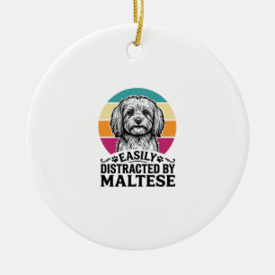 Adorno De Cerámica Fácilmente Distraído Por Diseño De Perro Vintage M