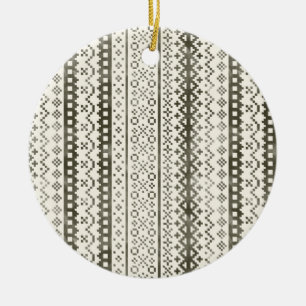 Adorno De Cerámica Faded Fair Isle Knit Watercolor Cabincore negro