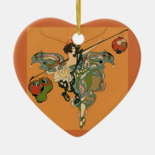 Adorno De Cerámica Faerie de la bailarina con las linternas
