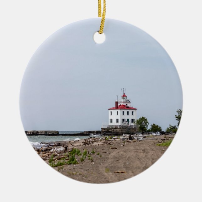 Adorno De Cerámica Fairport Harbour West Breakwater Lighthouse (Frente)