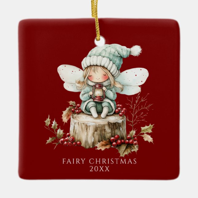 Adorno De Cerámica Fairy Merry Christmas (Anverso)
