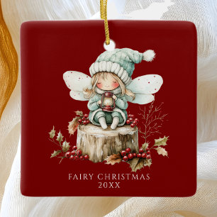 Adorno De Cerámica Fairy Merry Christmas