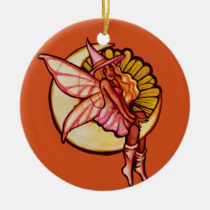 Adorno De Cerámica Fairy MoonChild Witch Sunflower Art