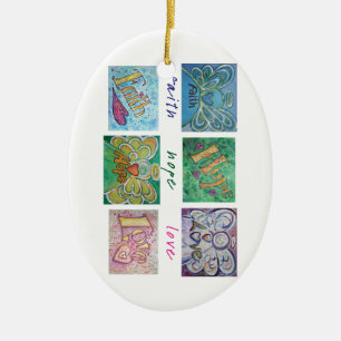 Adorno De Cerámica Faith Hope Love Angel Art Collage Ornament Pendant