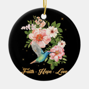 Adorno De Cerámica Faith Hope Love Hummingbird Imagen de pájaro