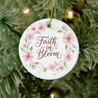 Adorno De Cerámica Faith in Bloom Floral Ornament