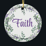 Adorno De Cerámica Faith Lavender Eucalyptus flores púrpura vegetació<br><div class="desc">Un diseño romántico y elegante con la palabra "fe" enmarcada por eucalipto y lavanda pintada en acuarela. Para empezar a cambiar el nombre, haga clic en "Personalizar esta plantilla" y edite la redacción en los cuadros de plantilla. Para acceder a las herramientas de edición más avanzadas, desplácese hasta "Haga clic...</div>