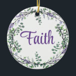 Adorno De Cerámica Faith Lavender Eucalyptus flores púrpura vegetació<br><div class="desc">Un diseño romántico y elegante con la palabra "fe" enmarcada por eucalipto y lavanda pintada en acuarela. Para empezar a cambiar el nombre, haga clic en "Personalizar esta plantilla" y edite la redacción en los cuadros de plantilla. Para acceder a las herramientas de edición más avanzadas, desplácese hasta "Haga clic...</div>