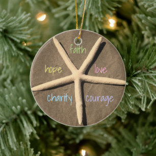 Adorno De Cerámica Faith Love Hope Courage Charity Starfish