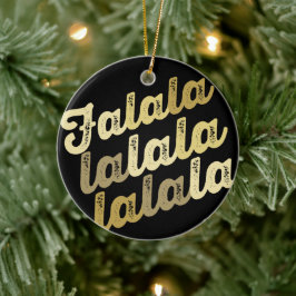 Adorno De Cerámica Falalalala Gold Ombre Navidades en negrita