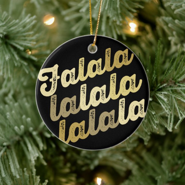 Adorno De Cerámica Falalalala Gold Ombre Navidades en negrita (Árbol)
