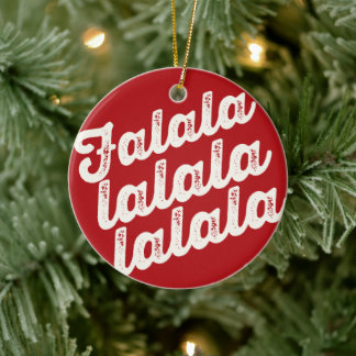 Adorno De Cerámica Falalalala Grunge Audaz Guión Foto Navidades Rojos