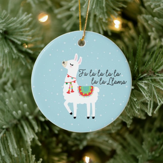 Adorno De Cerámica FaLaLaLaLlama Navidades de la nieve divertida (Árbol)