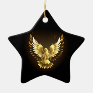 Adorno De Cerámica Falsa paloma de paz del Relieve metalizado dorado 
