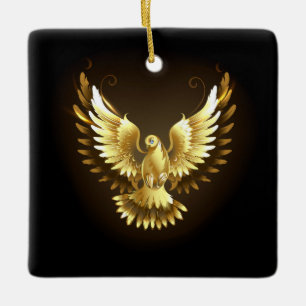Adorno De Cerámica Falsa paloma de paz del Relieve metalizado dorado
