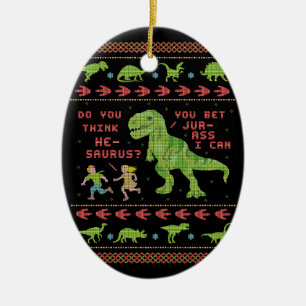Adorno De Cerámica Falso punto del navidad T Rex del dinosaurio del