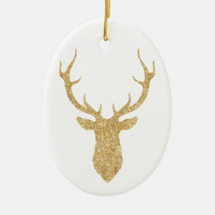 Adorno De Cerámica Falsos ciervos elegantes del navidad del purpurina