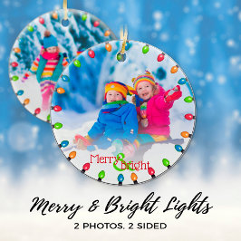 Adorno De Cerámica Familia 2 Cadena de fotos de Navidades Luces Moder