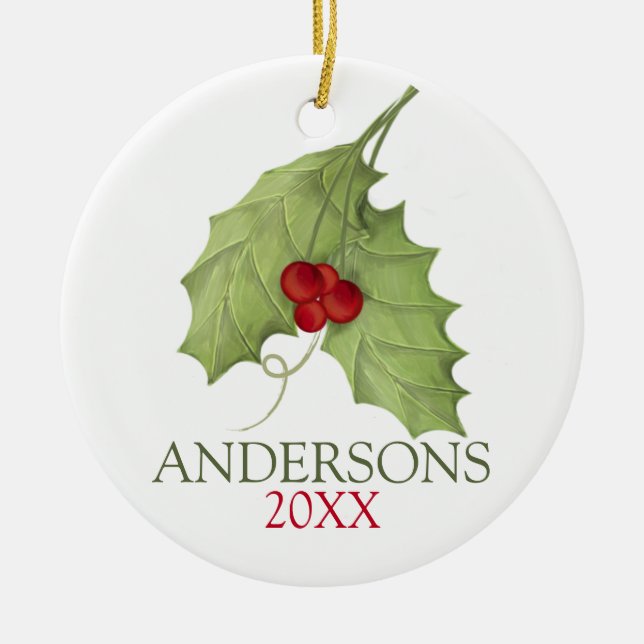 Adorno De Cerámica Familia Botánica Berries Rustic Holiday Greenerati (Frente)