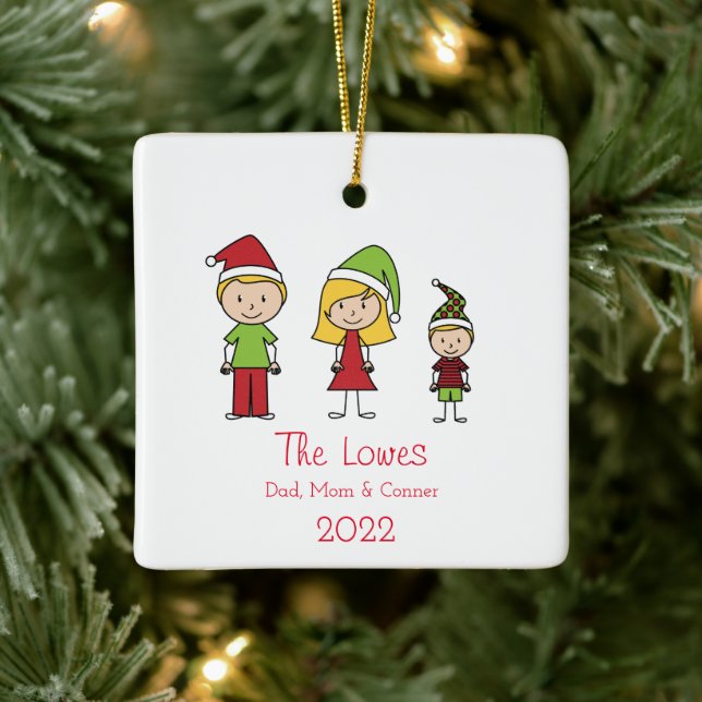 Adorno De Cerámica Familia Cuta de 3 Navidades (Árbol)