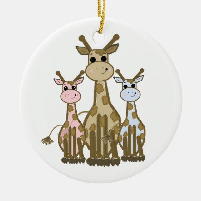 Adorno De Cerámica Familia Cute Personalizado Giraffe (Frente)