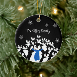Adorno De Cerámica Familia Cute Pingüino Personalizada