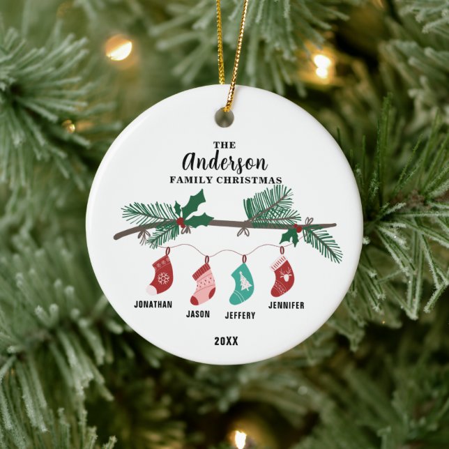 Adorno De Cerámica Familia de 4 Navidades con personalidad (Árbol)