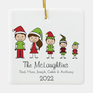 Adorno De Cerámica Familia de 5 Navidades Personalizados