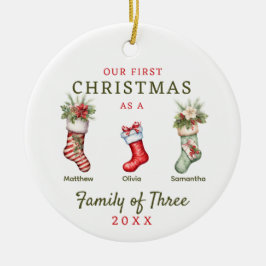 Adorno De Cerámica Familia de acciones de la primera Navidad