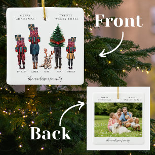 Adorno De Cerámica Familia de acuarelas Navidades de fotografía uno