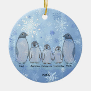 Adorno De Cerámica Familia de cinco Navidades Pingüinos