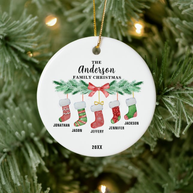 Adorno De Cerámica Familia de cinco Navidades que se paralizan (Árbol)