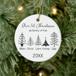 Adorno De Cerámica Familia de cinco Primera Navidad Minimalista Árbol