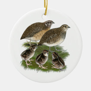 Adorno De Cerámica Familia de codornices Coturnix