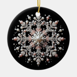 Adorno De Cerámica Familia de copos de nieve rosa y perla