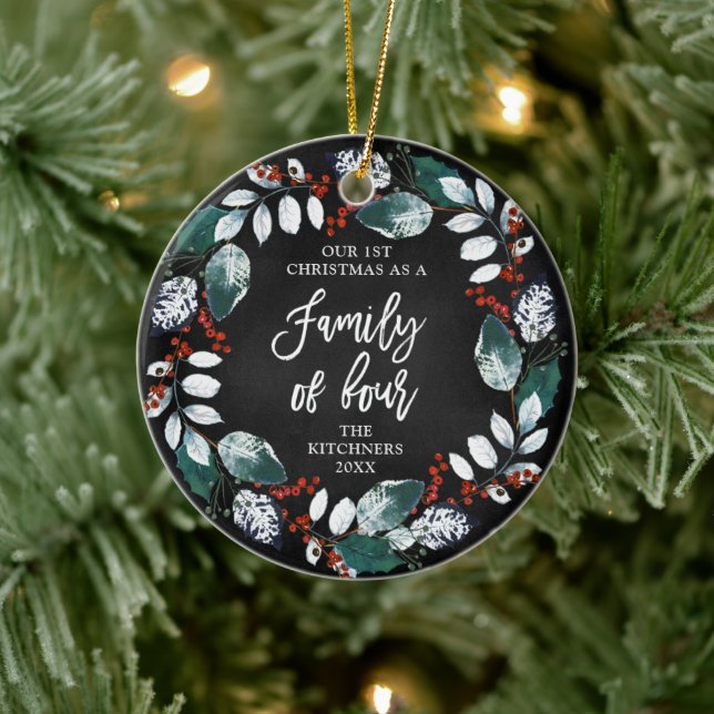 Adorno De Cerámica Familia De Cuatro Guerrilleras Rústicas Personaliz (Árbol)
