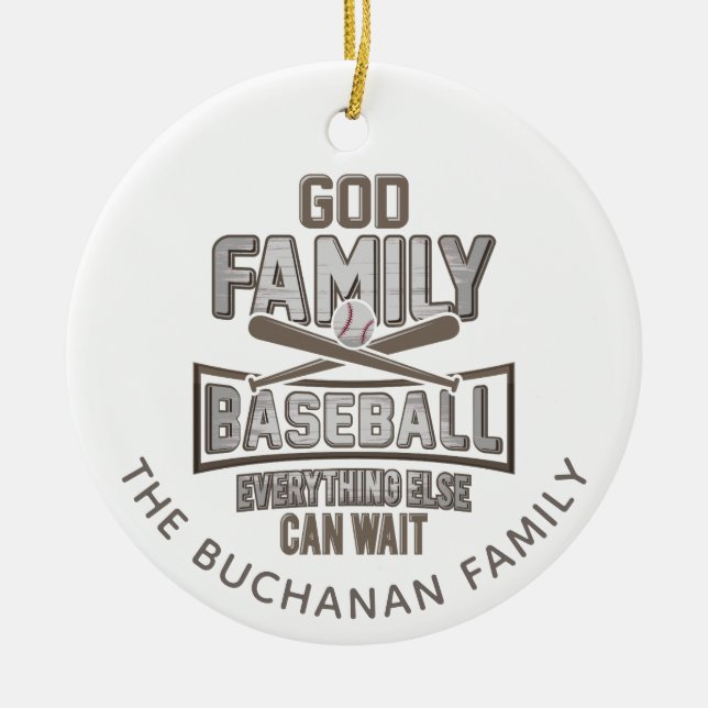 Adorno De Cerámica Familia de Dios Navidades de Béisbol (Frente)