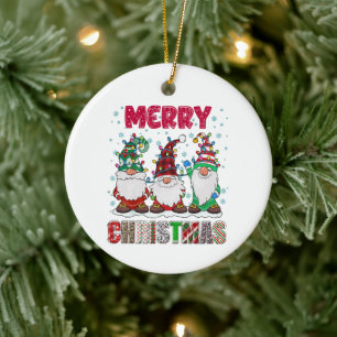 Adorno De Cerámica Familia de Gnomos Divertida Navidad Árbol de Navid