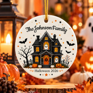 Adorno De Cerámica Familia de Halloween Personalizada