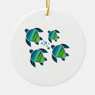 ADORNO DE CERÁMICA FAMILIA DE LA TORTUGA DE MAR