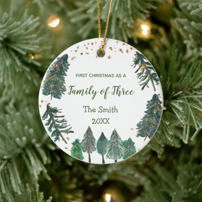Adorno De Cerámica Familia de las Tres Primeras Navidades como (Árbol)
