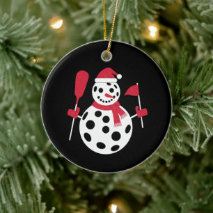 Adorno De Cerámica Familia de muñeco de nieve con sombrero de Santa N