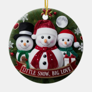 Adorno De Cerámica Familia de muñeco de nieve de lujo Premium Navidad