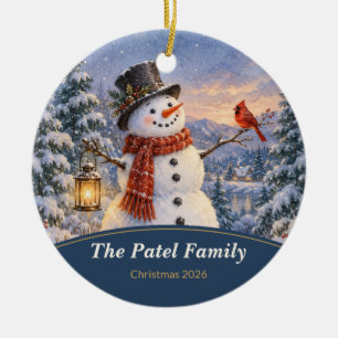 Adorno De Cerámica Familia de muñeco de nieve personalizado en cerámi