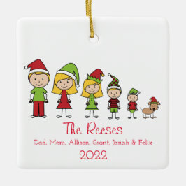 Adorno De Cerámica Familia de Navidades Cuitos Personalizada