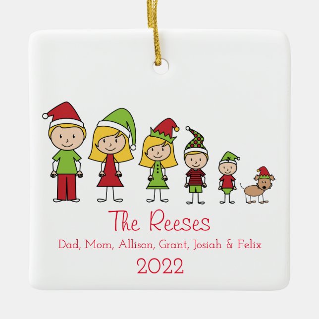 Adorno De Cerámica Familia de Navidades Cuitos Personalizada (Anverso)