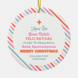 Adorno De Cerámica Familia de Navidades de árbol de varios idiomas