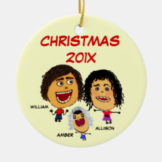 Adorno De Cerámica Familia de navidades de tres Personalizados