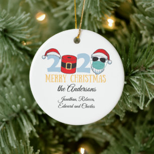 Adorno De Cerámica Familia de Navidades en cuarentena de 2020